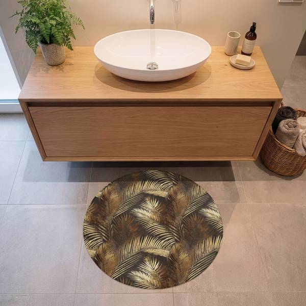 BADEMATTE Palmblätter Gold - Microfaser - 70 x 70 x 1 cm