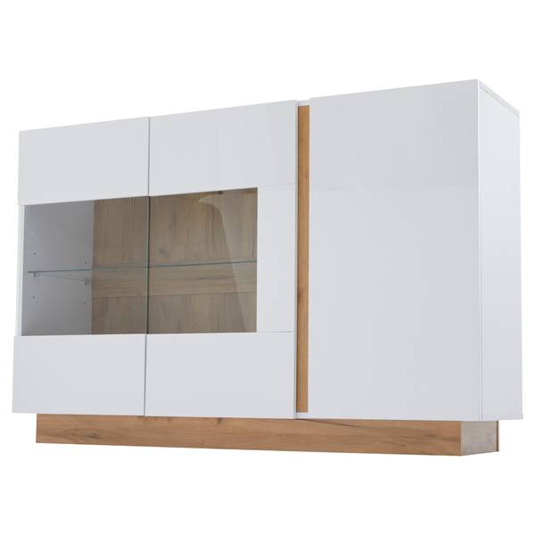 Sideboard Electra Ⅰ Braun - Weiß - Holzwerkstoff - Glas - 138 x 91 x 38 cm