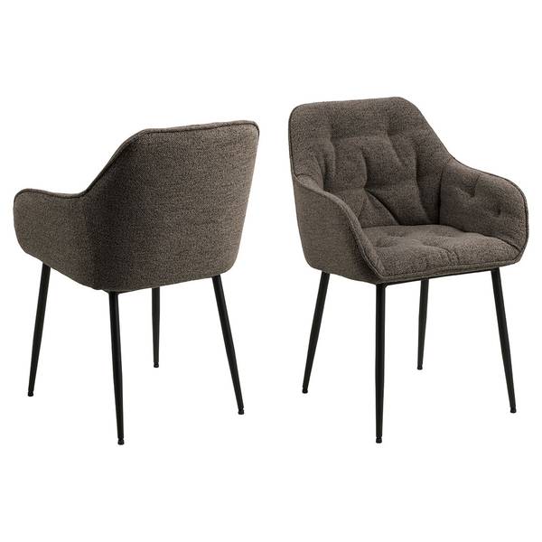 Esszimmerstuhl Brooke 2er Set Grau - Textil - 58 x 83 x 55 cm