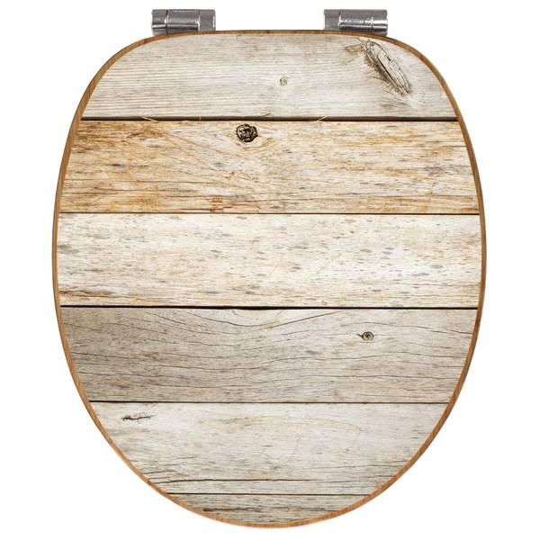 WC-Sitz mit Absenkautomatik Graues Holz Braun - Bambus - Holzwerkstoff - 38 x 5 x 49 cm