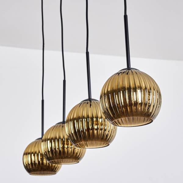 Pendelleuchte Cesaro Gold - Aluminium - Klarglas - 10 x 120 x 92 cm