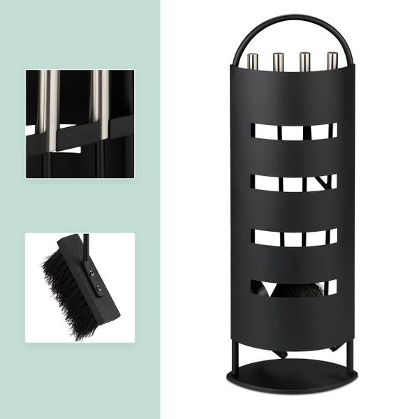 5-teiliges Kaminbesteck Schwarz & Silber kaufen