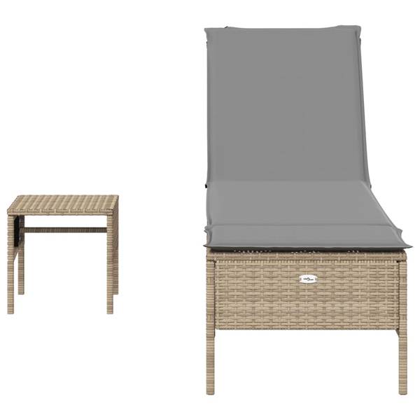 Sonnenliege 3033954-1 4002731 Beige - Grau - Polyrattan - 55 x 97 x 198 cm