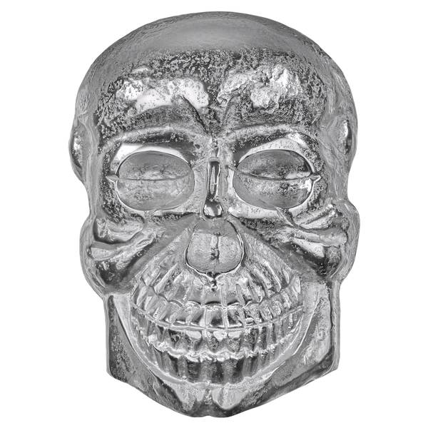 Deko Skull Wandskulptur Silber 42x30cm Silber - Samt - 3 x 42 x 30 cm