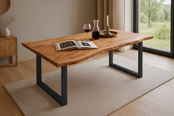 Esstisch MAX Beige - Akazie - 160 x 77 x 85 cm