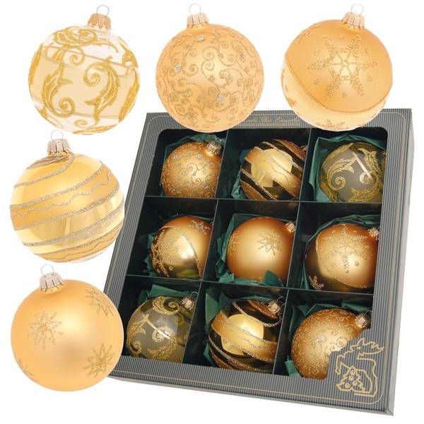 Weihnachtsbaumkugeln 9-tlg. Glas - 10 x 10 x 10 cm