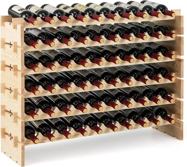 Wijnrek VH34407ZMNL bruin - plaatmateriaal op houtbasis - 29 x 73 x 101 cm