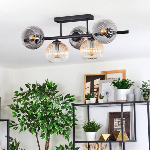 Deckenleuchte Cesaro Grau - Gelb - Metall - 21 x 21 x 97 cm