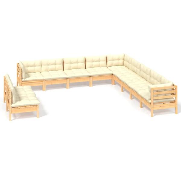 Salon de jardin  3012505 (lot de 11) Marron - Blanc - Polyester - Pin - 64 x 63 x 64 cm