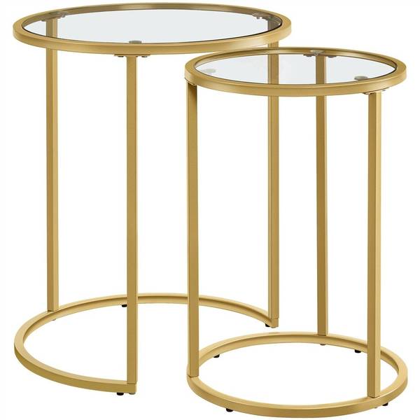 Beistelltisch Glas 2er-Set Gold - Metall - 59 x 59 x 49 cm