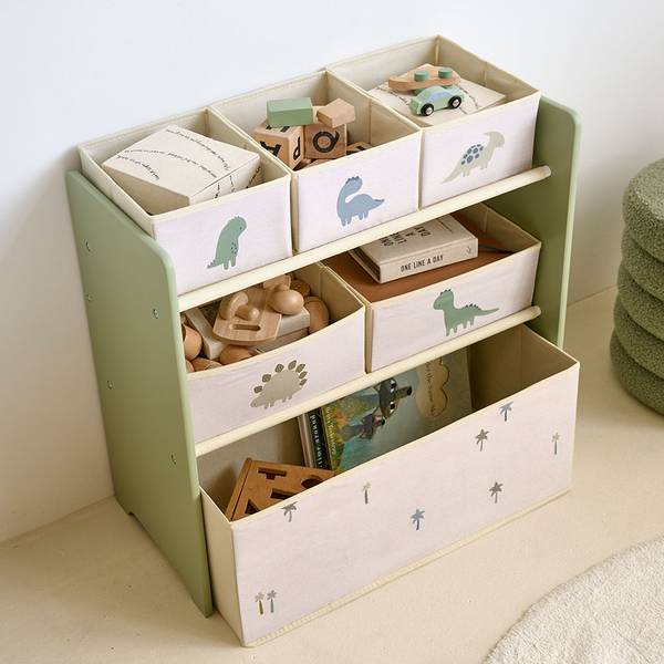 Speelgoedkast DINO groen - plaatmateriaal op houtbasis - 60 x 60 x 30 cm