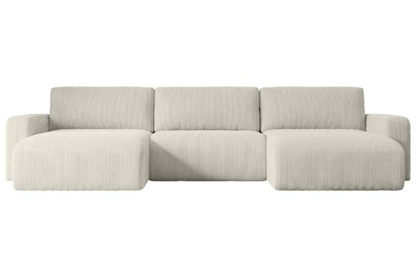 Wohnlandschaft KLEEA-U Weiß - Strukturstoff - Cord - 347 x 83 x 143 cm