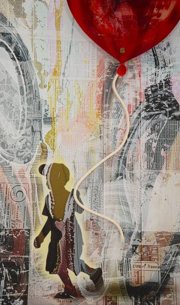 Canvas schilderij Heart deels massief hout - 4 x 90 x 60 cm
