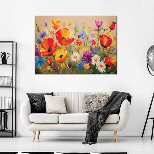 Wandbild mohnblumen blumen auf der wiese 60 x 40 cm