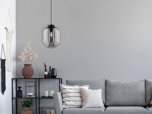 LED Pendelleuchte Glas Schwarz Esstisch Schwarz - Rauchglas - 25 x 140 x 25 cm