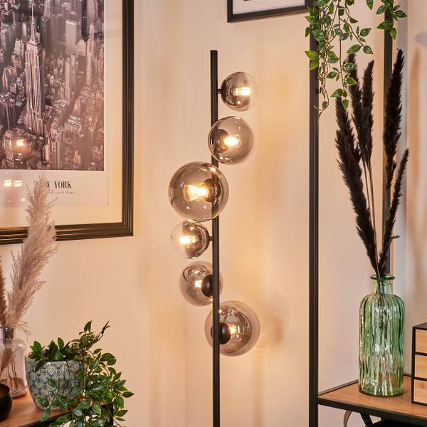 Stehlampe Garaguso Glas Grau - Durchsichtig - 80 x 160 x 80 cm - Durchmesser: 30 cm - Flammenanzahl: 6