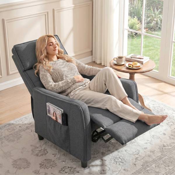 Massagerelaxsessel 700-207V90GY Grau - Leinen - Polyester - 69 x 104 x 93 cm