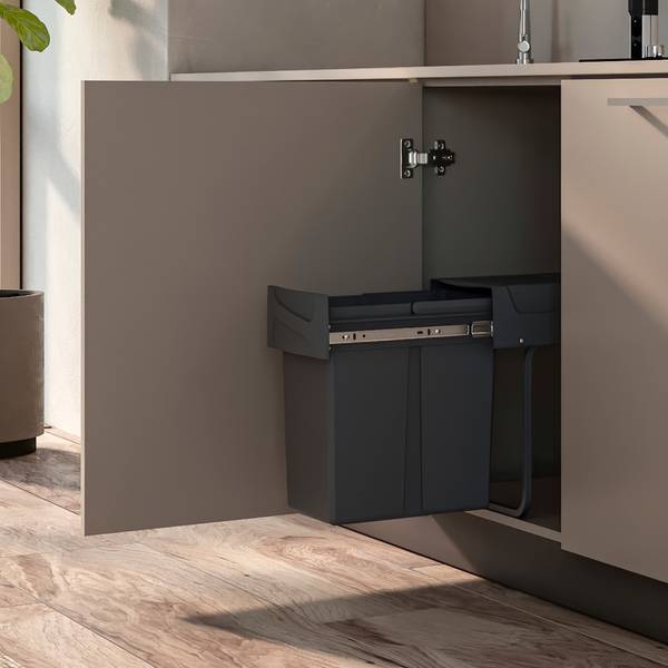 Recycle 20 L Recyclingbehälter für Grau - Metall - 26 x 40 x 45 cm