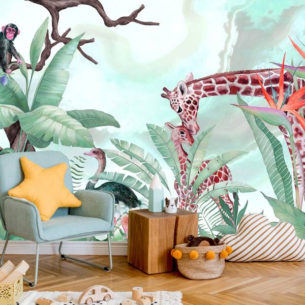 Papier Peint Animaux Sauvages Plantes 90 x 60 x 60 cm
