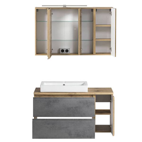 Badmöbel-Set VASTO-03-7 2er-Set Braun - Grau - Holzwerkstoff - 105 x 200 x 47 cm