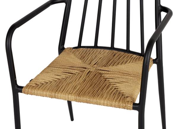 Chaise de jardin Evira Noir - Rotin - 58 x 84 x 54 cm