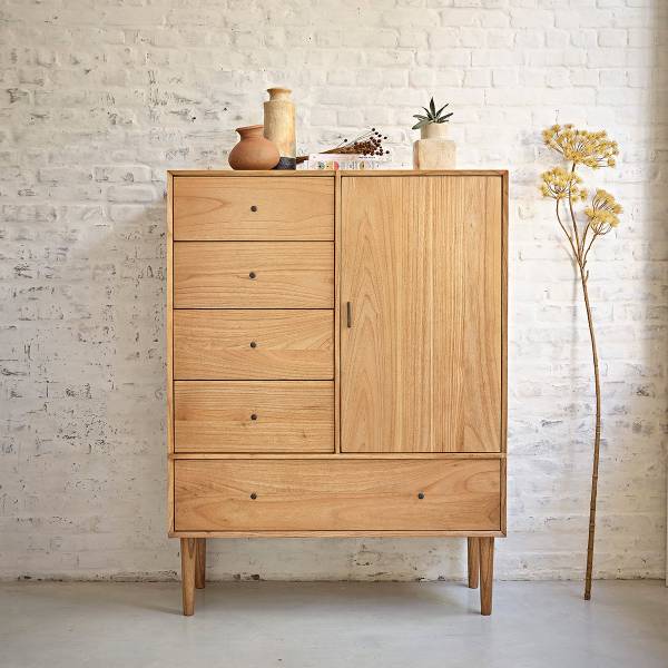 Schrank PIA Beige - Massivholz - 120 x 160 x 50 cm