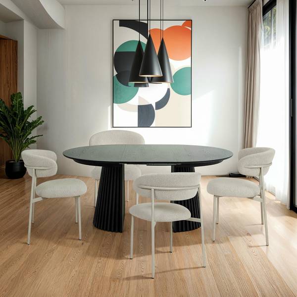Esstisch Svendborg Schwarz - Holzwerkstoff - Metall - Holz teilmassiv - 120 x 75 x 120 cm