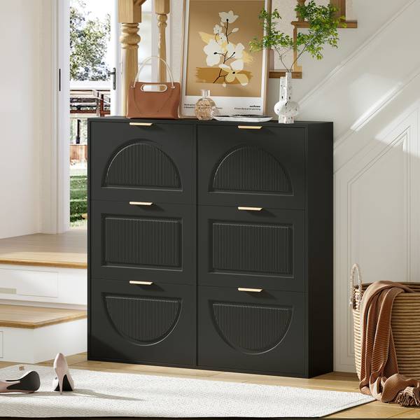 Schuhkipper SHEFLine Ⅲ Schwarz - Holzwerkstoff - 118 x 115 x 25 cm