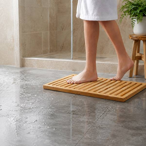 Bambus Badematte Braun - Bambus - 60 x 3 x 39 cm