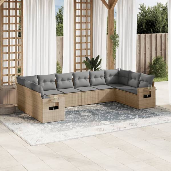 Garten-Lounge-Set 3034411-1 10-teilig Beige - Grau