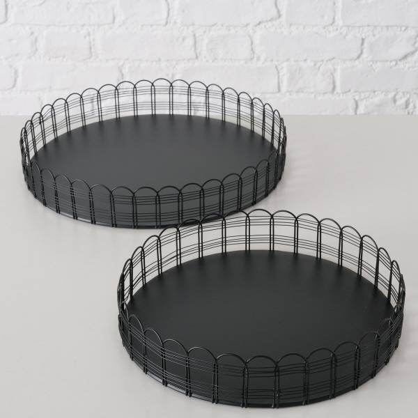 Tabletts WEIRA 2er Set Schwarz - Metall - 31 x 5 x 31 cm