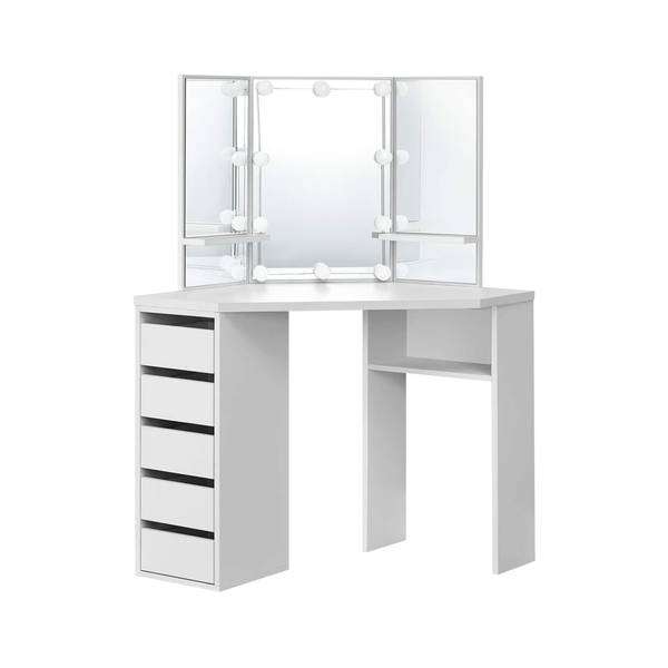 Coiffeuse 110x141,5x54 cm blanc Blanc - Bois manufacturé - Métal - Matière plastique - 54 x 142 x 110 cm