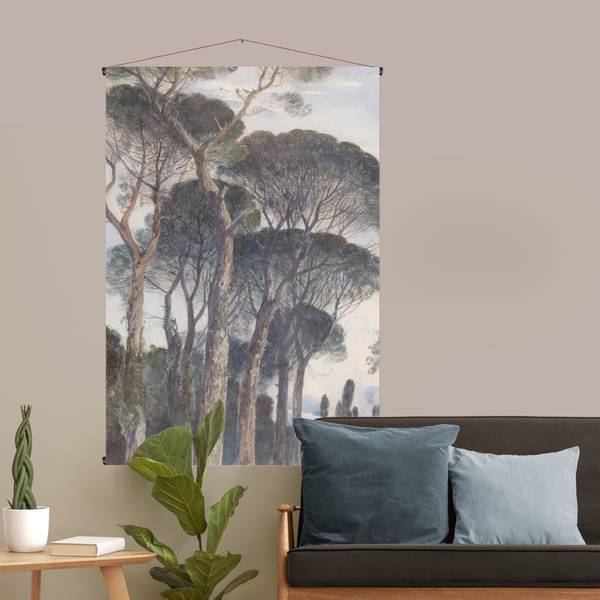 Wandteppich Uschirmkiefern Baumen Grün - Leinen - 100 x 150 x 2 cm