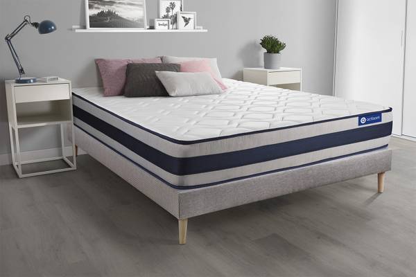 Bettgestell und Matratze Actimemo ergo Grau - Massivholz - 130 x 53 x 200 cm