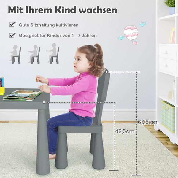 Kindersitzgruppe TI88032SDDE(3-tlg.) Grau - Kunststoff - 55 x 50 x 77 cm