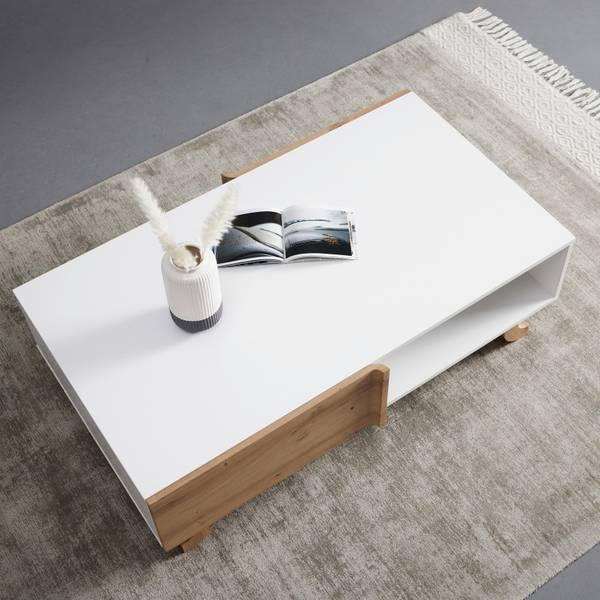 Couchtisch VIRA Braun - Weiß - Holz teilmassiv - 110 x 38 x 66 cm