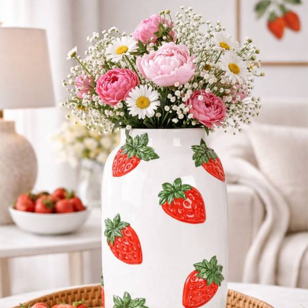 Dekovase HH-095241670 Weiß - Stein - 16 x 30 x 16 cm