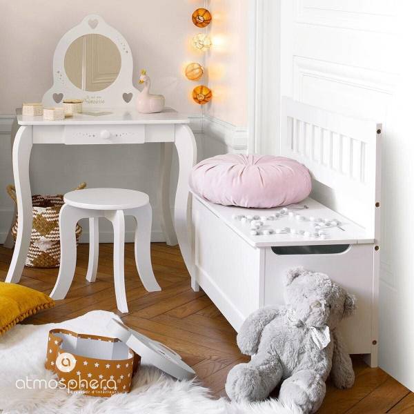 Banc coffre enfant CORE Blanc - Bois manufacturé - 75 x 65 x 35 cm