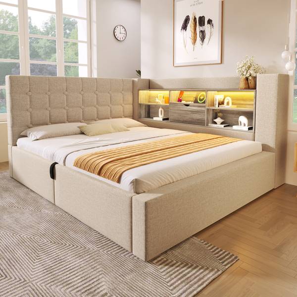 Polsterbett GLOWLEINⅡ Beige - 200 x 140 cm - 158 x 213 cm