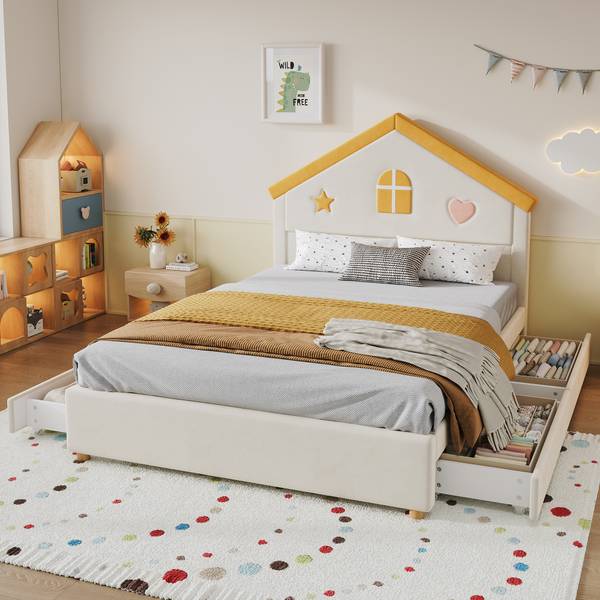 Kinderbett TIEMU45 Ⅰ Beige - 147 x 127 x 208 cm