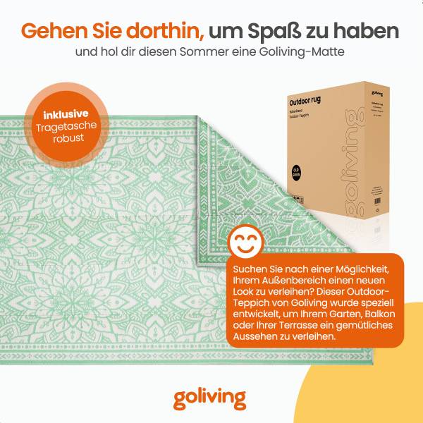 Outdoorteppich Summer Flora Hellgrün - Weiß