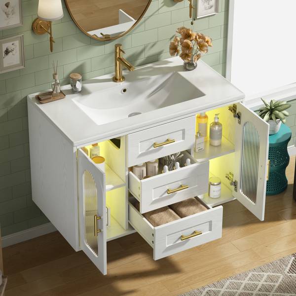 Badezimmerschrank GLOWMU  Ⅲ Weiß
