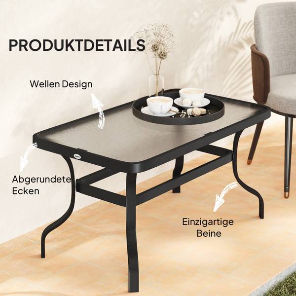 Couchtisch 84G-655V00BK Schwarz - Sicherheitsglas - 55 x 46 x 95 cm