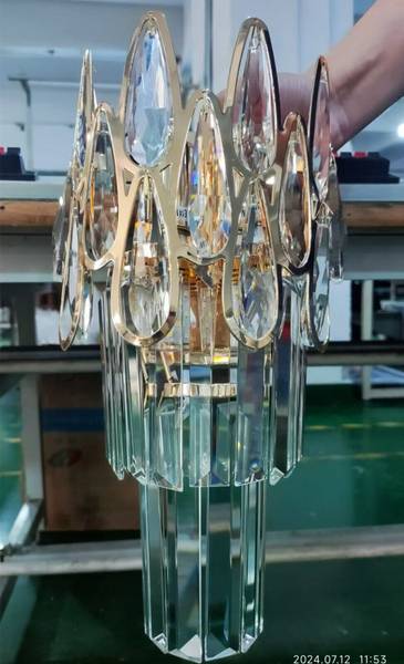 Wandleuchte Gold Wandlampe Glas LED Gold - Eisen - Kristallglas - 16 x 35 x 10 cm