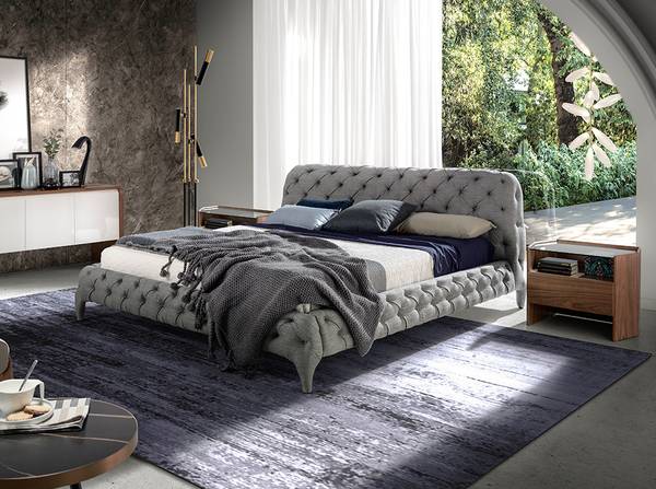 Nachtkastje 7072 walnoot - zink - transparant glas - 65 x 50 x 45 cm