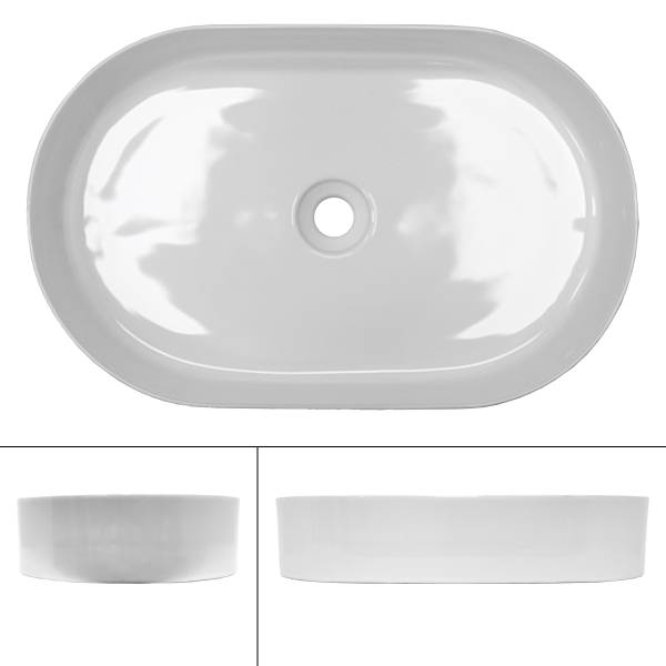 Lavabo Ovale Céramique Blanc 64x36.5 Cm Avec Bonde - Bestpriceparts 490008663