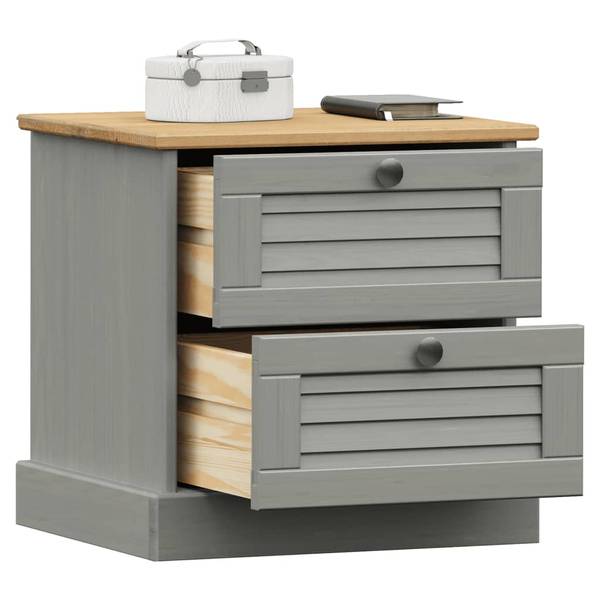 Nachttisch M639578 Grau - Massivholz - 35 x 42 x 42 cm