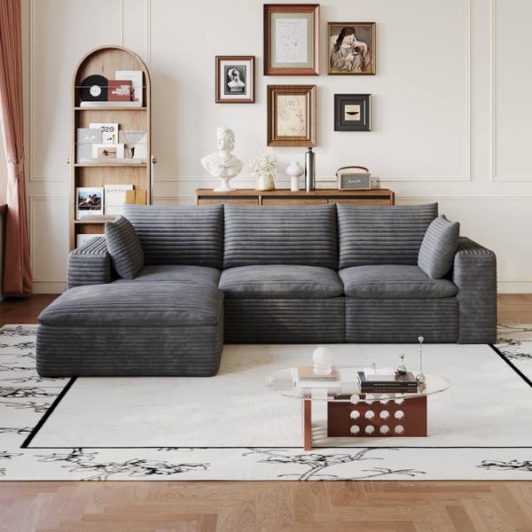 Ecksofa Mir-Flo Grau - Textil - 260 x 60 x 160 cm