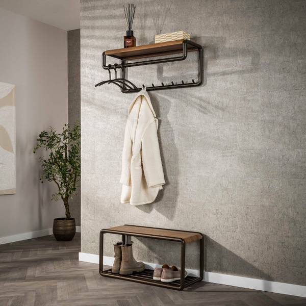 Kleiderablage LUNO Braun - Holz teilmassiv - 80 x 33 x 30 cm