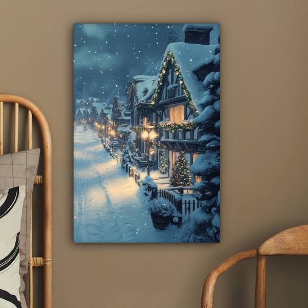 TABLEAU SUR TOILE Village de Noël 60 x 90 cm